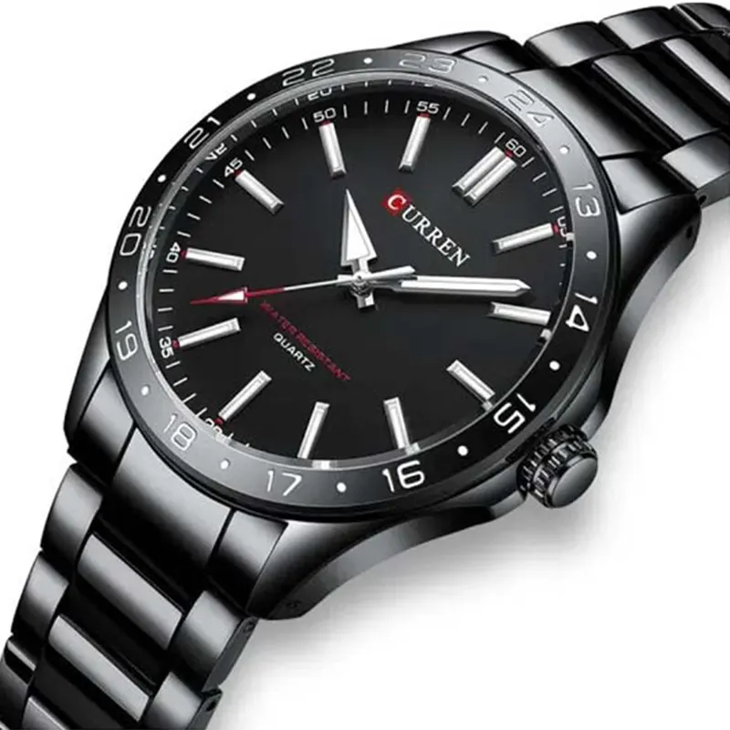 Curren Sport Black Dial Stainless Steel Men’s Watch- 8452